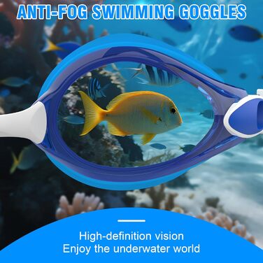 Маска для плавання Schwibrille унісекс, антизапітніюча, водонепроникна, з UV-захистом (M, блакитна)