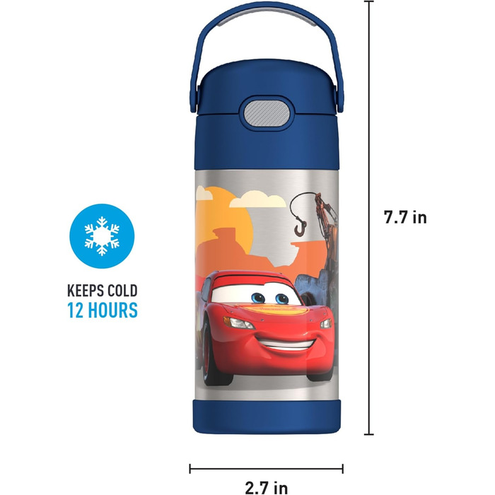 Дитяча термобутилка THERMOS FUNTAINER 355 мл з трубочкою, нержавіюча сталь, Cars