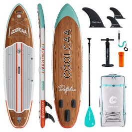 SUP дошка COOLCAA 355 см Timber Skiff надувна з аксесуарами та сумкою для дорослих, вантажопідйомність 222 кг, ширина 86 см