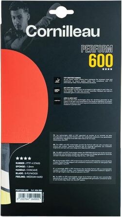 Набір для пінг-понгу Cornilleau Perform 600 – збалансований, для швидкості та обертання, ITTF 4 зірки, AERO-технологія, 5-шарове дерево