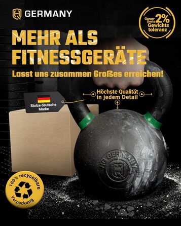 Гантель-гиря HQ Germany® з порошковим покриттям [2-32кг/Набори] - Набір чавунних гирь з точністю ±2% - Кульова гиря, Набір гирь, Преміум гирі з порошковим покриттям 24кг