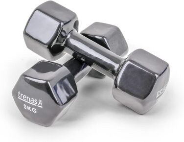 Гантелі TRENAS Hexagon 2x5 кг, набір для фітнесу та силових тренувань, універсальні для жінок і чоловіків, для дому та спортзалу