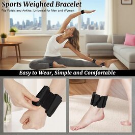 Набір манжет для збільшення ваги 2 шт. (0,46 кг кожна), регульовані ваги для зап'ястя, фітнес-браслети з вагою, ваги для ніг для танців, балету, пілатесу, кардіо, аеробіки, ходьби, зелений (чорний)