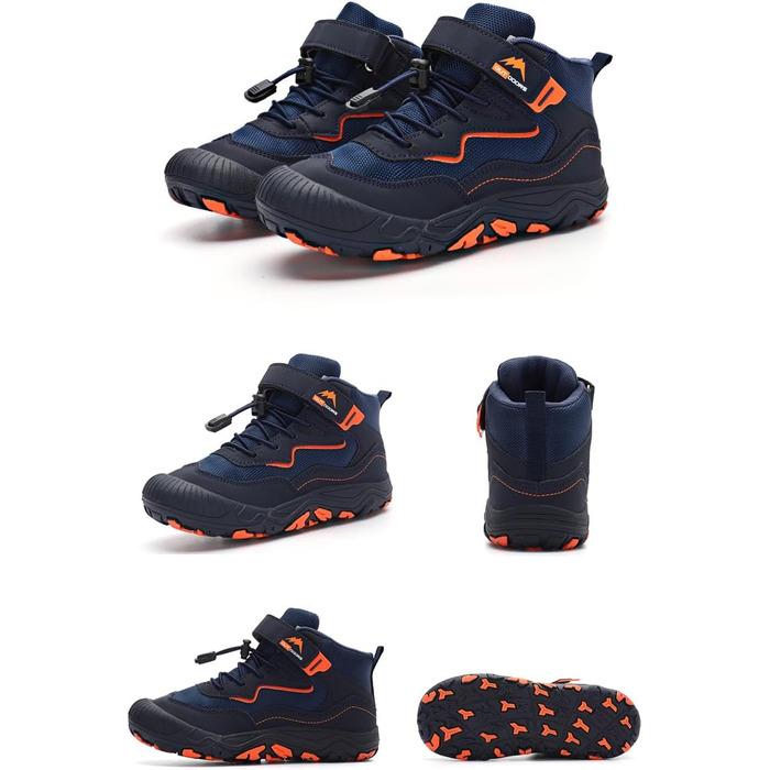 Дитячі трекінгові черевики Barefoot для хлопчиків та дівчаток, Zero Drop, широка передня частина, легкі, дихаючі, підошва не слизька, розміри 28-37 EU (05 Темно-синій, 32 EU)