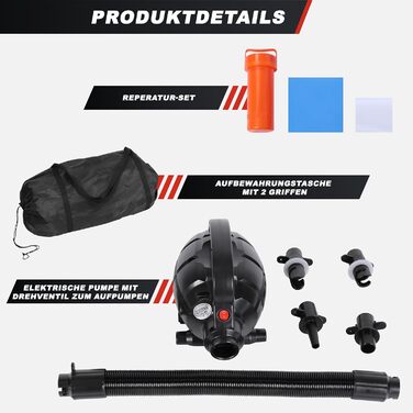 Надувний гімнастичний мат GORILLA SPORTS 3м/5м, 10 см, з електричним насосом і сумкою – для тренувань, йоги, фітнесу, тумблінгу