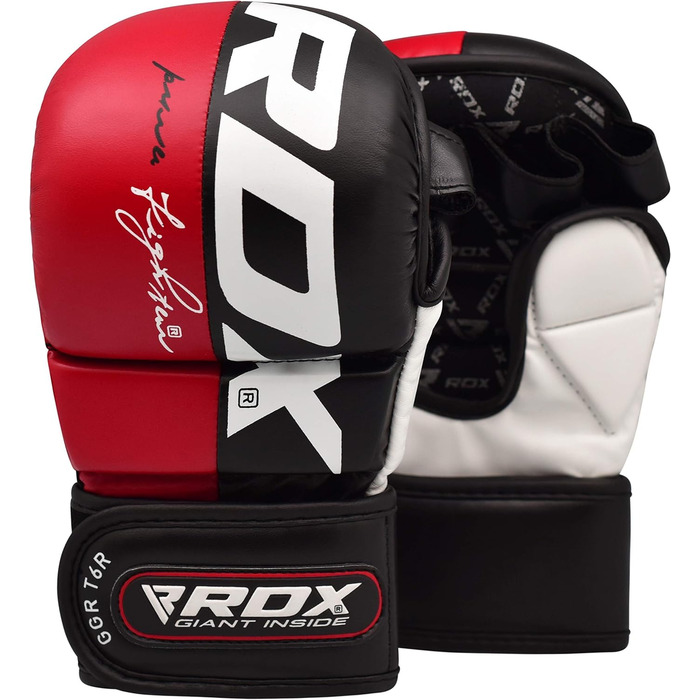 Боксерські рукавички RDX MMA для тренувань та боротьби, схвалені SMMAF, шкіра Palm-O Maya, для кікбоксингу, муай-тай, ММА, спарингу та ударної роботи