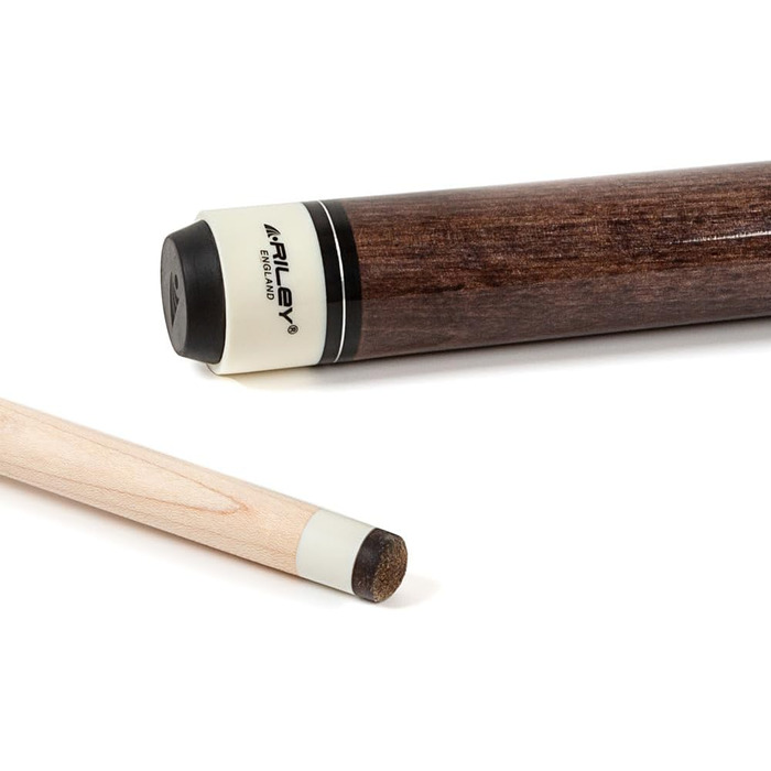 Більярдний кий Riley з ручкою з штучної шкіри, 58 дюймів (147 см), наконечник 13 мм, темне дерев'яне забарвлення, з кейсом