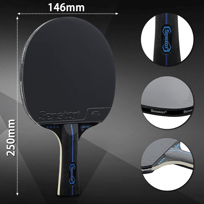 Набір тенісних столів Senston: 2 ракетки та 3 м'ячі, для 2 гравців, чорний колір