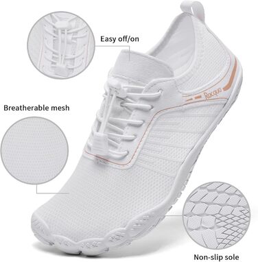 Водні черевики Raqua для плавання та відпочинку на пляжі - антиковзаючі, швидковисихаючі, білі, 39 EU (Wz1112)