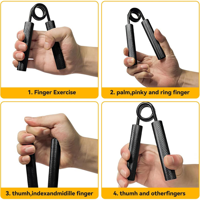 Набір з 4 еластичних тренажерів для рук та пальців, регулювання опору 22.5-90 кг, для спортсменів та відновлення, неслизьке покриття
