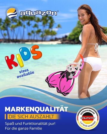 Набір для снорклінгу Aquazon Miami для дітей, рожевий (32/37), маска з антизапотіваючим склом, трубка, ласти