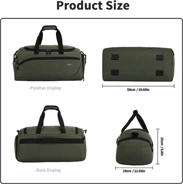 Спортивна та туристична сумка FIORETTO 35L з відділенням для взуття та мокрих речей, водонепроникна, для тренувань, спортзалу, подорожей, плавання, сауни, футболу, зелений 35л-оливковий