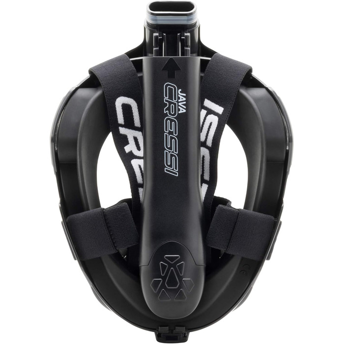 Маска для снорклінгу CRESSI Java Full Face - Повна маска, антизапітніння, силікон, сухий снорк, клапани безпеки (чорний/чорний, S/M)