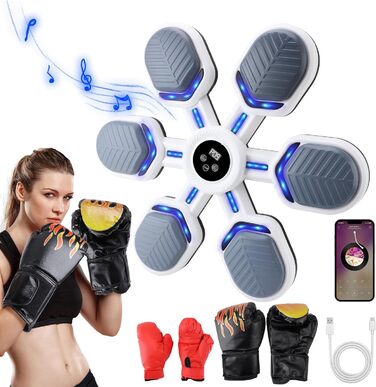 Музичний бокс-машина Wandmodell з Bluetooth, LED, 9 режимів і швидкостей, з боксерськими рукавичками для дітей і дорослих