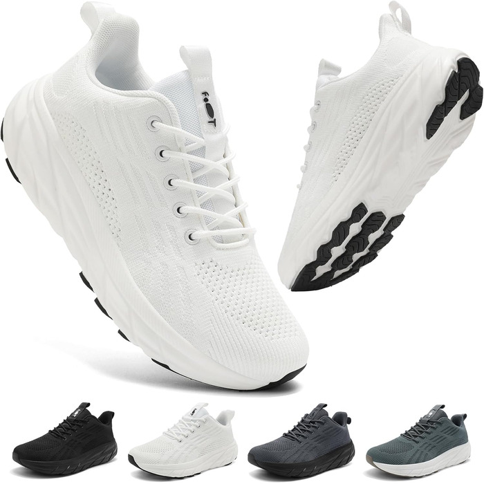 Кросівки для бігу та повсякденного носіння Unisex, білі, 37-46 EU. Зручні, з амортизацією, широка колодка, для фітнесу, тренувань, ходьби.