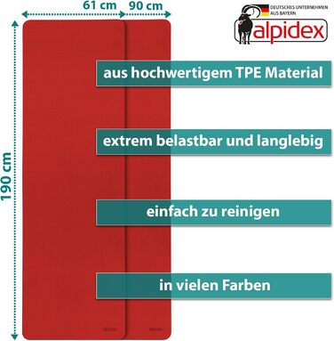 Килимок для йоги Alpidex, 190 x 61 x 0.6 см, неслизький, TPE, для фітнесу, гімнастики, пілатесу, йоги, тренувань (Лосось / Абрикос)