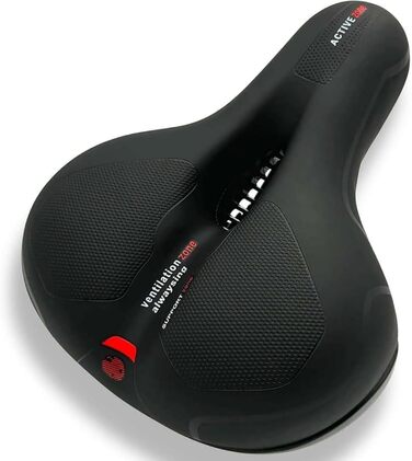 Велосипедне сідло Cloud Comfort Pro Max — зручне, м'яке, анатомічне, з пам'яттю форми, з червоною світловідбиваючою смугою, з амортизацією, для міських і гірських велосипедів