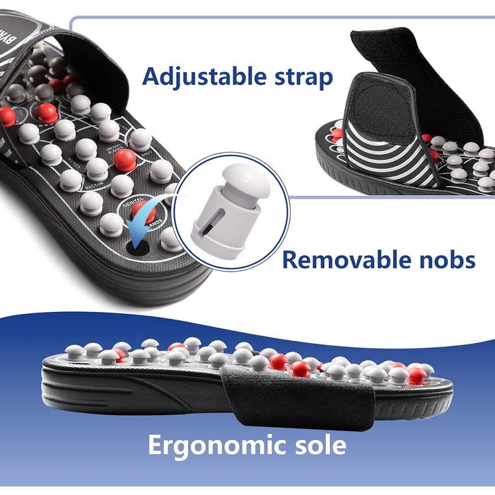 Тапочки-масажер для ніг BYRIVER, для лікування п'яткової шпори та плоскостопості, чорний, 40/42 EU