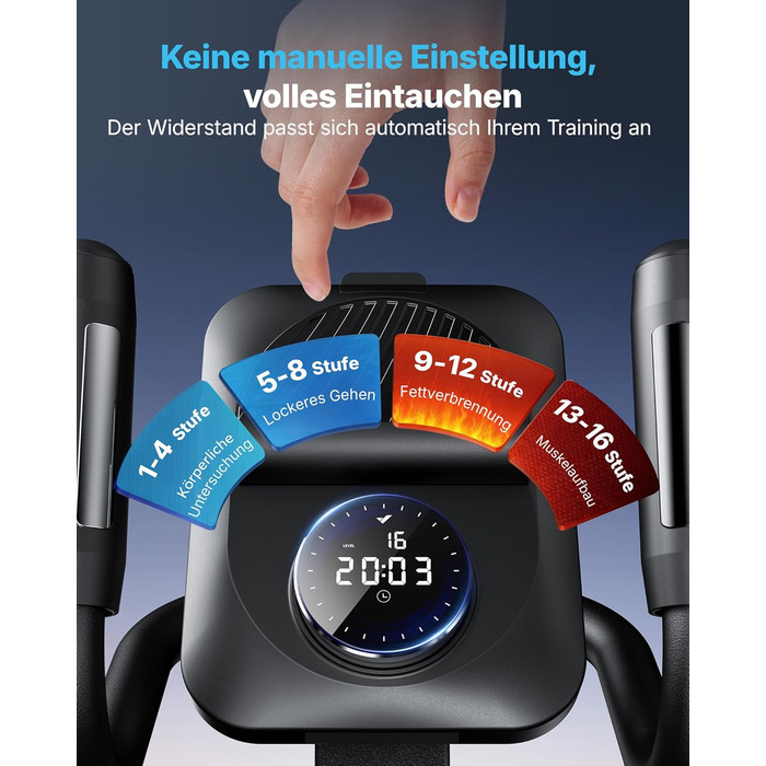 Еліптичний тренажер MERACH E33 для дому: 16 рівнів опору, самостійне живлення, до 150 кг, ультратихий, з додатком