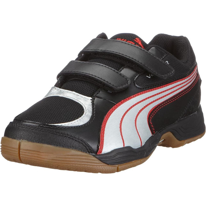 Дитячі спортивні кросівки PUMA Vellum II V Jr, Unisex, Indoor, 28 EU, Чорний/Сріблястий/Червоний