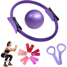 Набір кілець для йоги Piltes: 14' (35 см), стрічки, еластичні гумки для силових тренувань, гнучкості та тонізації тіла