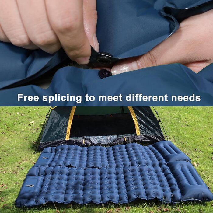 Каремат для кемпінгу Techshare самонадувний, потовщений, синій. Підходить для піших прогулянок, відпочинку на природі та кемпінгу. З насосом для накачування.