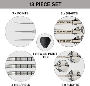 Дарти Target Darts EXO Edition 90% Tungsten (Вольфрам) 24g – Професійний набір сталевих дротиків з наконечниками Stahlspitze, Swiss Point, Pro Grip та польотами No.6