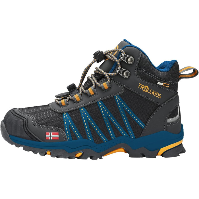 Дитячі трекінгові черевики Trolltunga Hiker Mid від Trollkids, 29 EU, чорно-сталево-блакитні