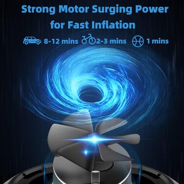 Електрична насос-акумулятор ROCKBROS 2600mAh, 150PSI для авто, мотоциклів, велосипедів, м'ячів з LED підсвіткою та сенсором тиску