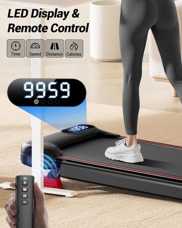 Біговий доріжка з ручкою – тихий, складаний біговий доріжка 2.5 PS для дому, офісу, під стіл, портативна тренувальна зона з нахилом 8%, вантажопідйомність 136 кг