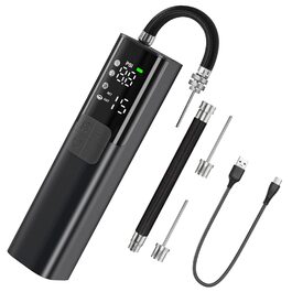 Електрична повітряна помпа Pumteck MY01 для м'ячів: баскетбол, футбол, волейбол. Точний манометр, 4 режими, автоматична. Макс. 15 PSI, чорна