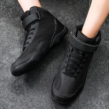 Черевики для боротьби чоловічі, антиковзаючі, дихаючі. Підходять для боротьби, боксу, кросфіту, важкої атлетики, бодібілдингу. Розмір 42 EU, чорний колір