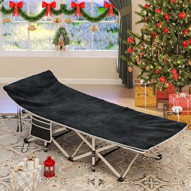 Зручне розкладне ліжко YITAHOME для кемпінгу та відпочинку на природі. Міцне, розкладне ліжко з матрацом, чорного кольору. Ідеально для подорожей та відпочинку на відкритому повітрі.