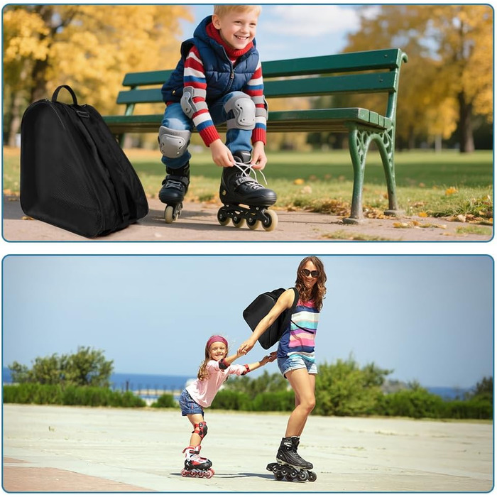 Сумка для роликів Flintronic, сумка для інлайнів, сумка для скейтборду, сумка для ковзанів з регульованим плечовим ременем, велика місткість (чорна)