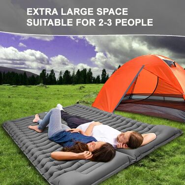 Килимок для кемпінгу YuanDiann 200x140 см на 2 особи, самонадувний, легкий, комфортний, з подушкою та насосом