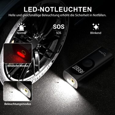 Електричний насос для велосипедів, авто і мотоциклів 6000mAh, 150PSI, з LED підсвіткою та цифровим манометром