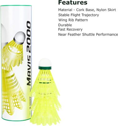 Кришка для бадмінтону Yonex Mavis 2000 Green Cap Nylon, 6 штук, жовта