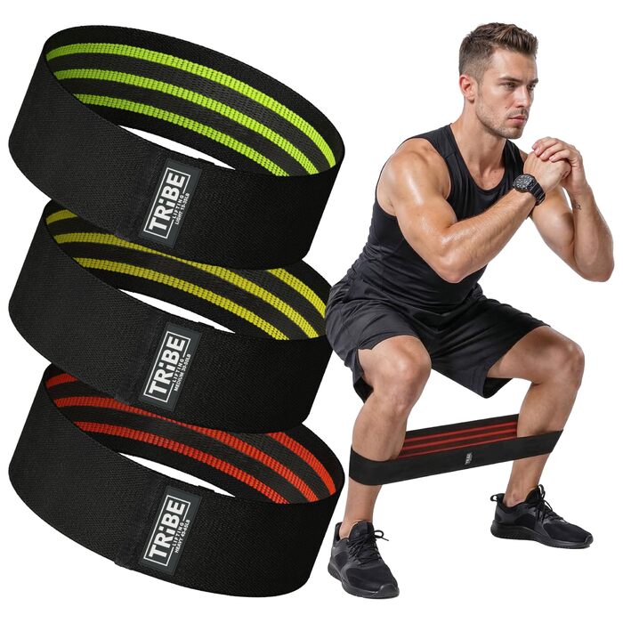 Гумові еспандери для фітнесу (жовтий, зелений, червоний) - Resistance Bands для ніг, сідниць, спорту (чоловічі, жіночі)