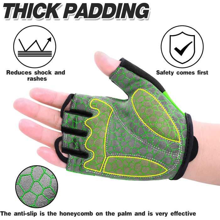 Велосипедні рукавички чоловічі літні напівпальцеві MTB, рукавички для гірського велосипеда/шосе, велосипедні рукавички для відпочинку чоловічі та жіночі, дихаючі, неслизькі, амортизуючі, зелені