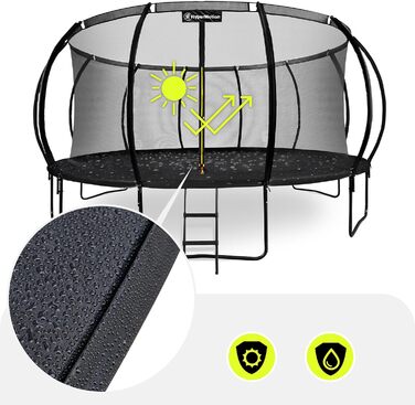 Трамплін гірчатий Hypermotion Outdoor для дітей 244/305/366/430/487 см - швидковисихаючий, водостійкий, з чудовою пружністю. Ідеальний для саду (діаметр 487 см).