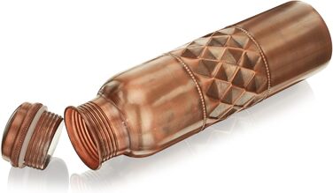 Мідна пляшка для води FURNISHFUL FINESSE 1 л, чорна антик, діамантовий дизайн, аюрведична, для спорту, офісу, туризму