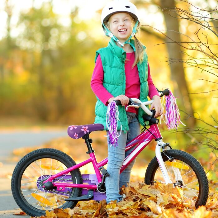 Дитячий велосипедний сидіння – м'яке та водонепроникне, з антиковзким покриттям для хлопчиків/дівчаток. Підходить для велосипедів 12, 14, 16, 18, 20 дюймів. Чорний/Червоний колір (Квіткова лілія)