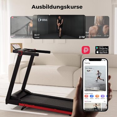 Біговий доріжки DeerRun для дому, Walking Pad з нахилом 6% та поверхнею для бігу 42 x 112 см, складаний з AI тренером та мультиплеєром, чорний