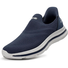 Чоловічі кросівки Slip-On без шнурівків для занять спортом та бігу. Легкі, дихаючі, темно-сині, 43 EU