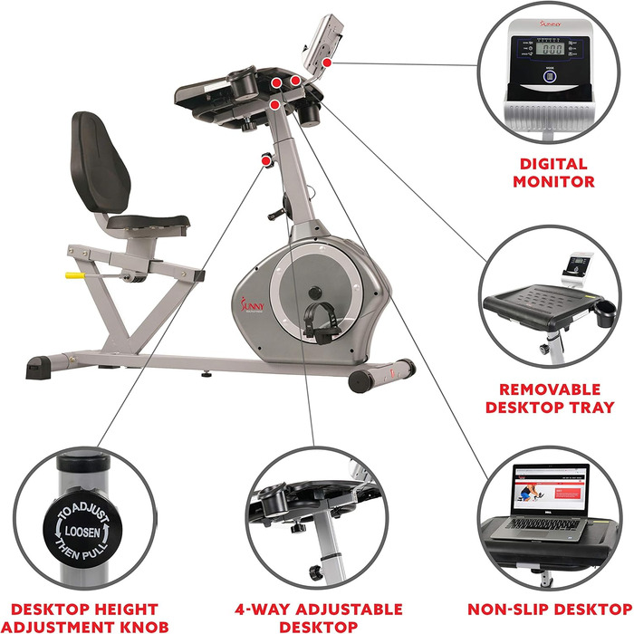 Велотренажер лежачий Sunny Health & Fitness SF-RBD4703 Cabrio, магнітний, для дому