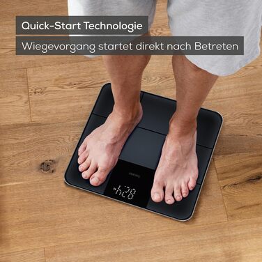 Електронні ваги Beurer GS 235 з Magic-дисплеєм, чорні. Антиковзне покриття, автовимкнення