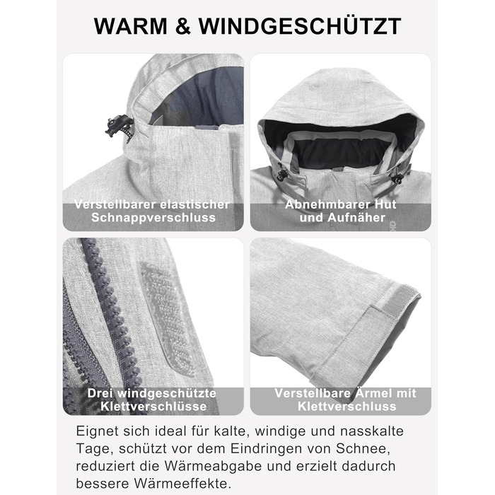 Водонепроникна куртка Little Donkey Andy для жінок, легка та дихаюча, для активного відпочинку та походів, Upgrade/Türki meliert (XXL, Upgrade/Hellgrau meliert)