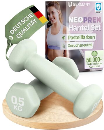 Набір гантелей HQ Germany® 0.5 кг (2 шт) для фітнесу та Pilates, пастельні кольори, Misty Mint - ідеально для дому
