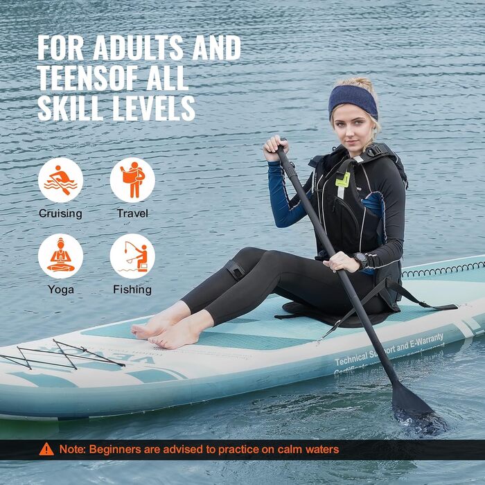 Надувна SUP-дошка VEVOR 323x84x15 см з сидінням, комплект: весло, насос, рюкзак, аксесуари, для дорослих та підлітків, синя