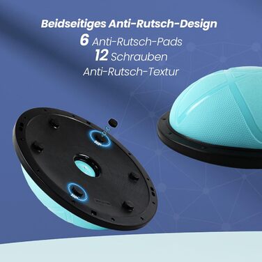 Балансувальний напівм'яч DH FitLife Balance Ball 60 см, до 200 кг, з насосом і 2 фітнес-стрічками, синій – баланс борд для йоги та фітнесу